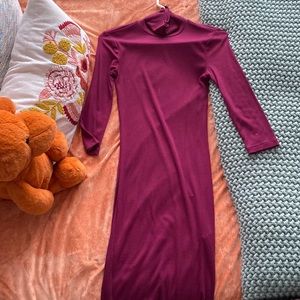 Maroon long turtle next dress